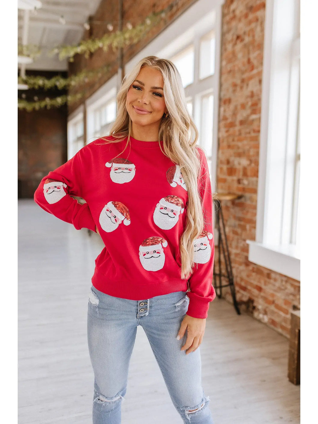 Red Sequin Santa Sweatshirt