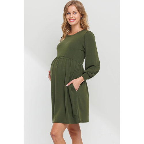 Olive Maternity Pocket Dress