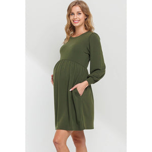 Olive Maternity Pocket Dress