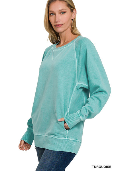 Turquoise French Terry Pullover