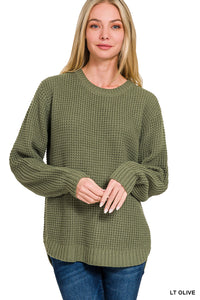 Olive Waffle Sweater