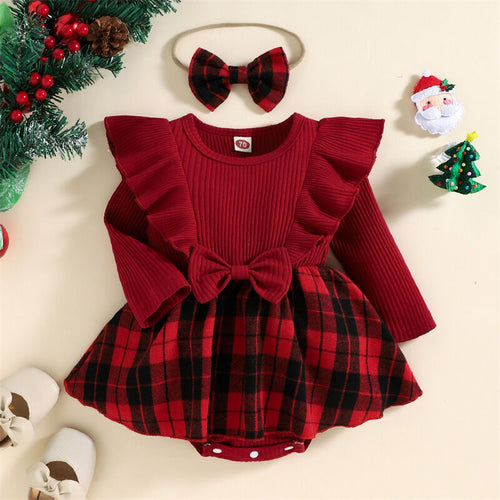Red Plaid Skirted Romper