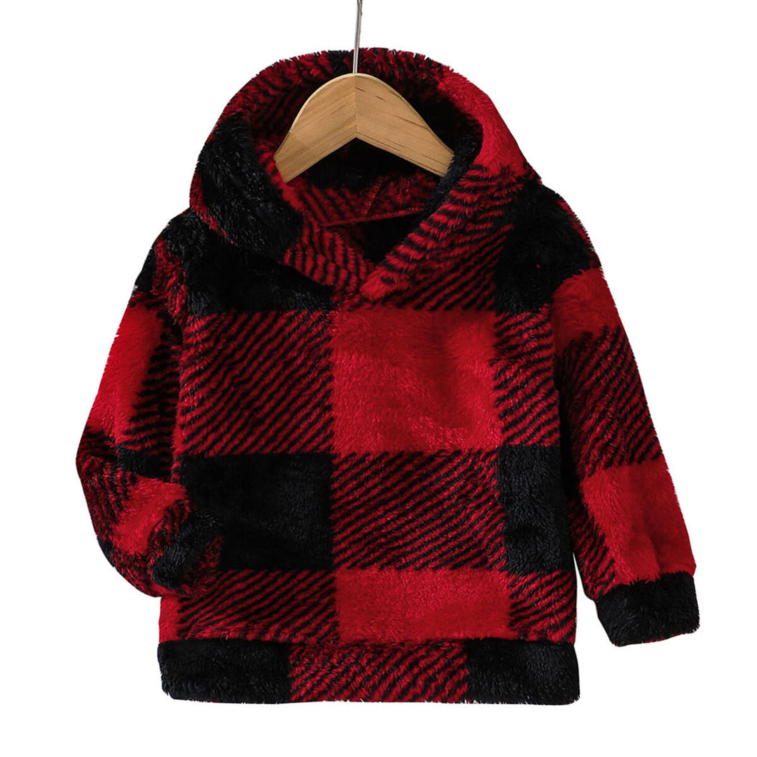 Red Plaid Hooded Sweatshirt