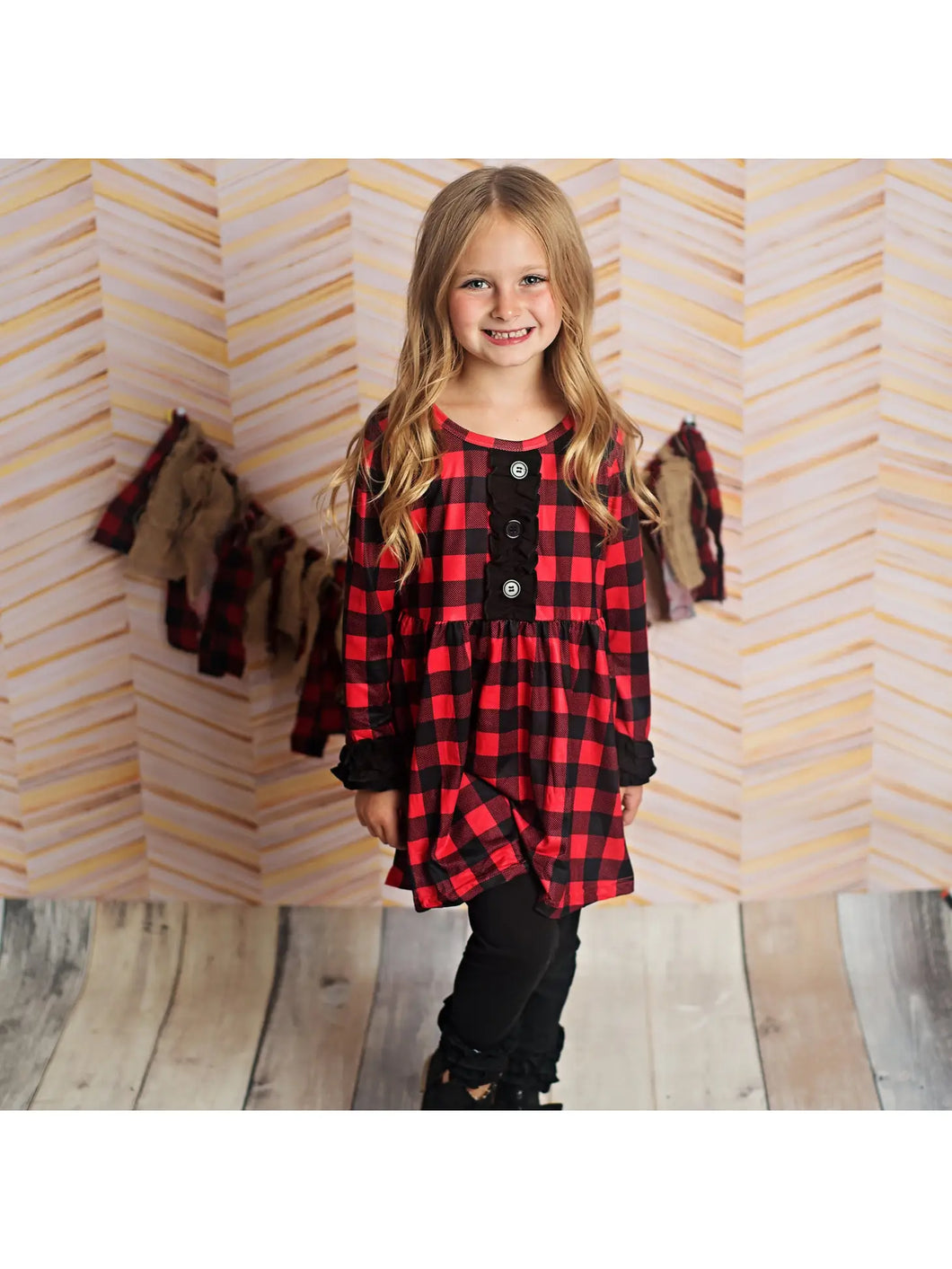 Red & Plaid Buffalo Plaid Peplum Top