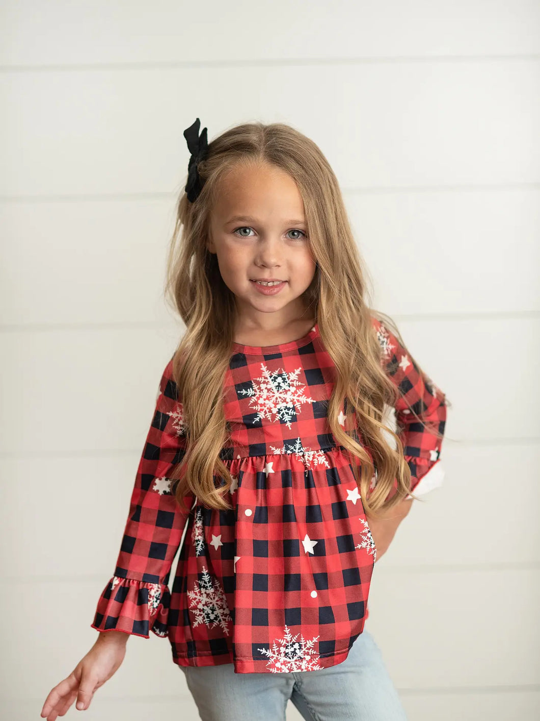 Buffalo Plaid Snowflake Peplum