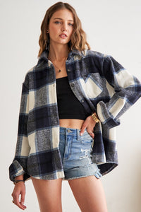 Navy Plaid Shacket