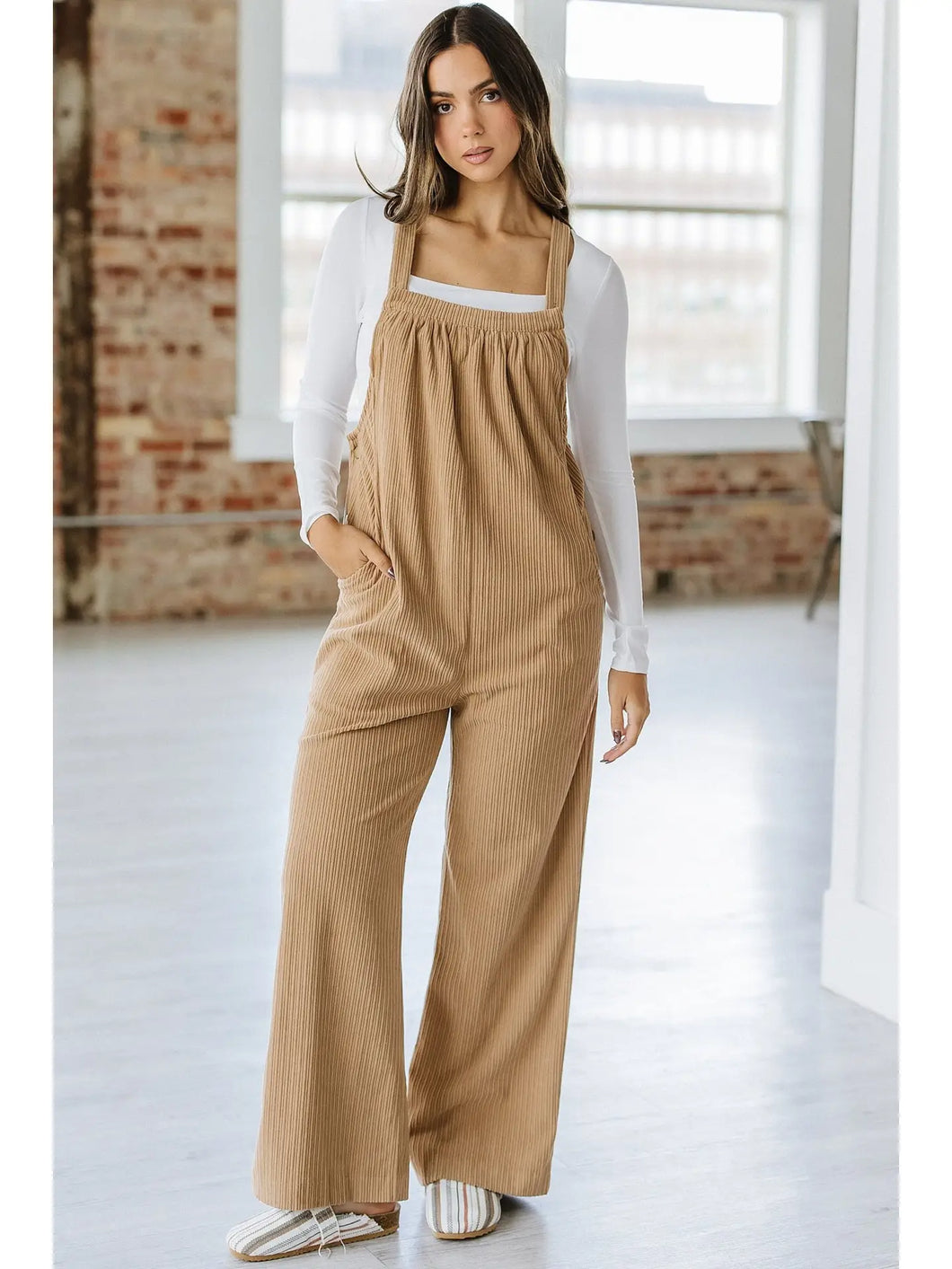 Tan Corduroy Overalls