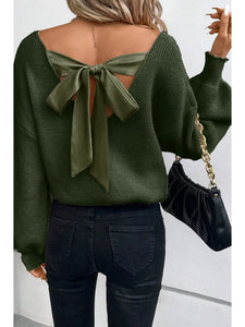 Green Lantern Sleeve Bow Knot Sweater