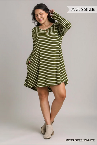 Green Stripe Pocket Dress