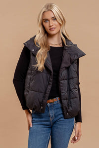 Black High Neck Puffer Vest