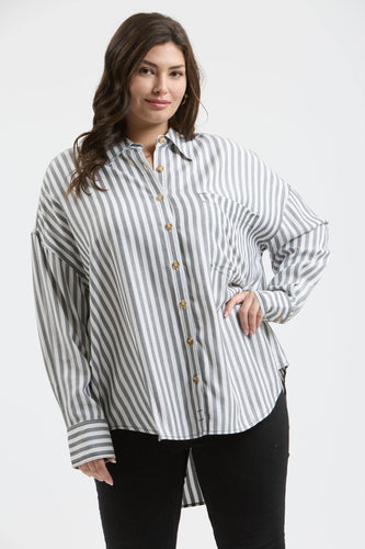 Charcoal Stripe Button Down PLUS