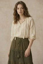 Load image into Gallery viewer, Elastic Waist Maxi Skirt with Lace Olive