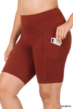 Load image into Gallery viewer, Fired Brick Microfiber Biker Shorts