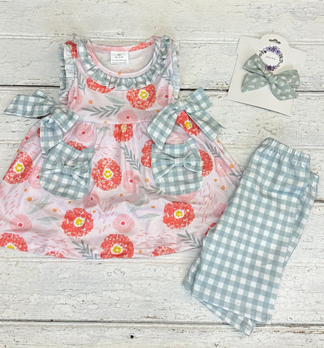 Floral & Gingham Tunic Set