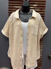 Load image into Gallery viewer, Natural Waffle Knit Button Down