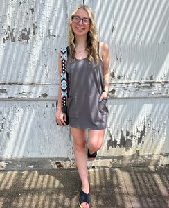 Dark Grey Slip Dress & Shorts