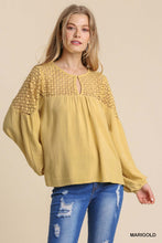 Load image into Gallery viewer, Marigold Linen Crochet Top