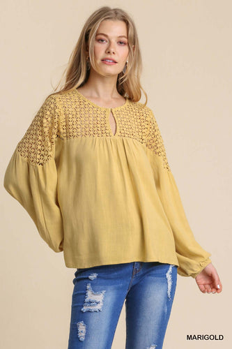 Marigold Linen Crochet Top