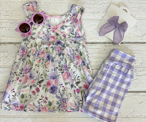 Lavender Floral Peplum Set