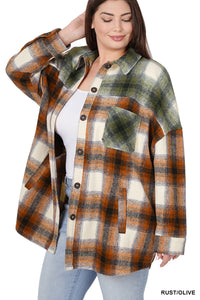 Rust & Olive Plaid Shacket