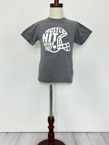 Grey Hustle Hit Never Quit Tee
