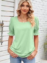 Load image into Gallery viewer, Green Square Neck Blouse