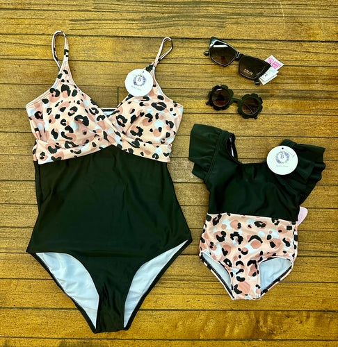 Pink & Black Animal Print Swimsuit