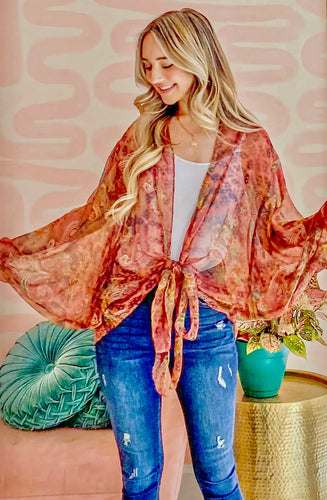 Rust Tie Knot Kimono Top