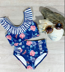 Navy Floral Swimsuit