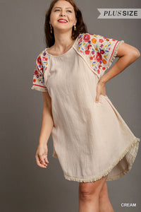 Cream Frayed Hem Dress