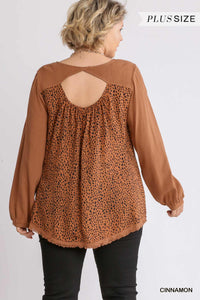 Cinnamon Animal Print Cut Out Back Top