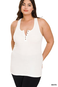 White Button Tank PLUS