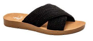 Corky Dig It Black Crochet Sandal