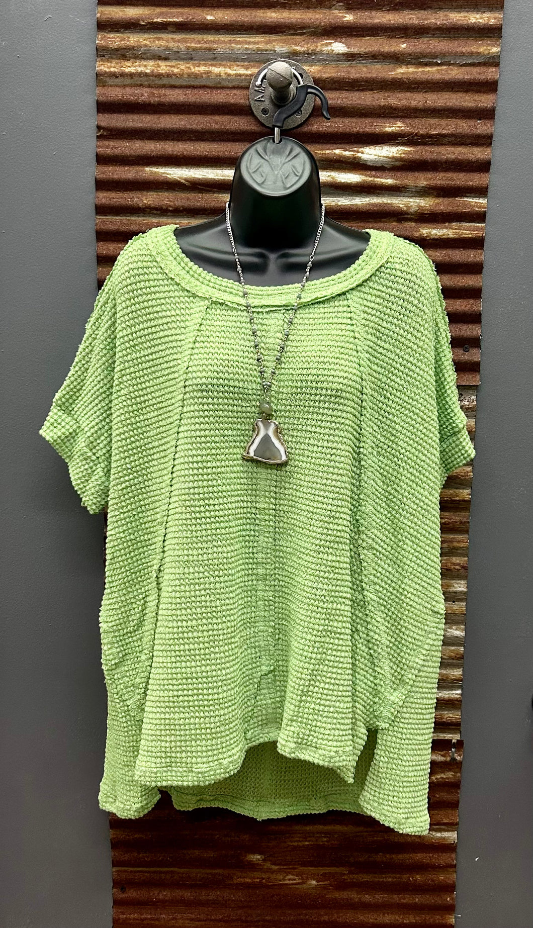 Melon Waffle Knit High Low with Slits