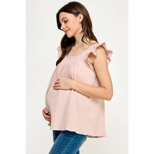 Blush Flowy Cotton Maternity Top