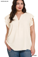 Load image into Gallery viewer, Ivory Woven Ruffle Sleeve Top