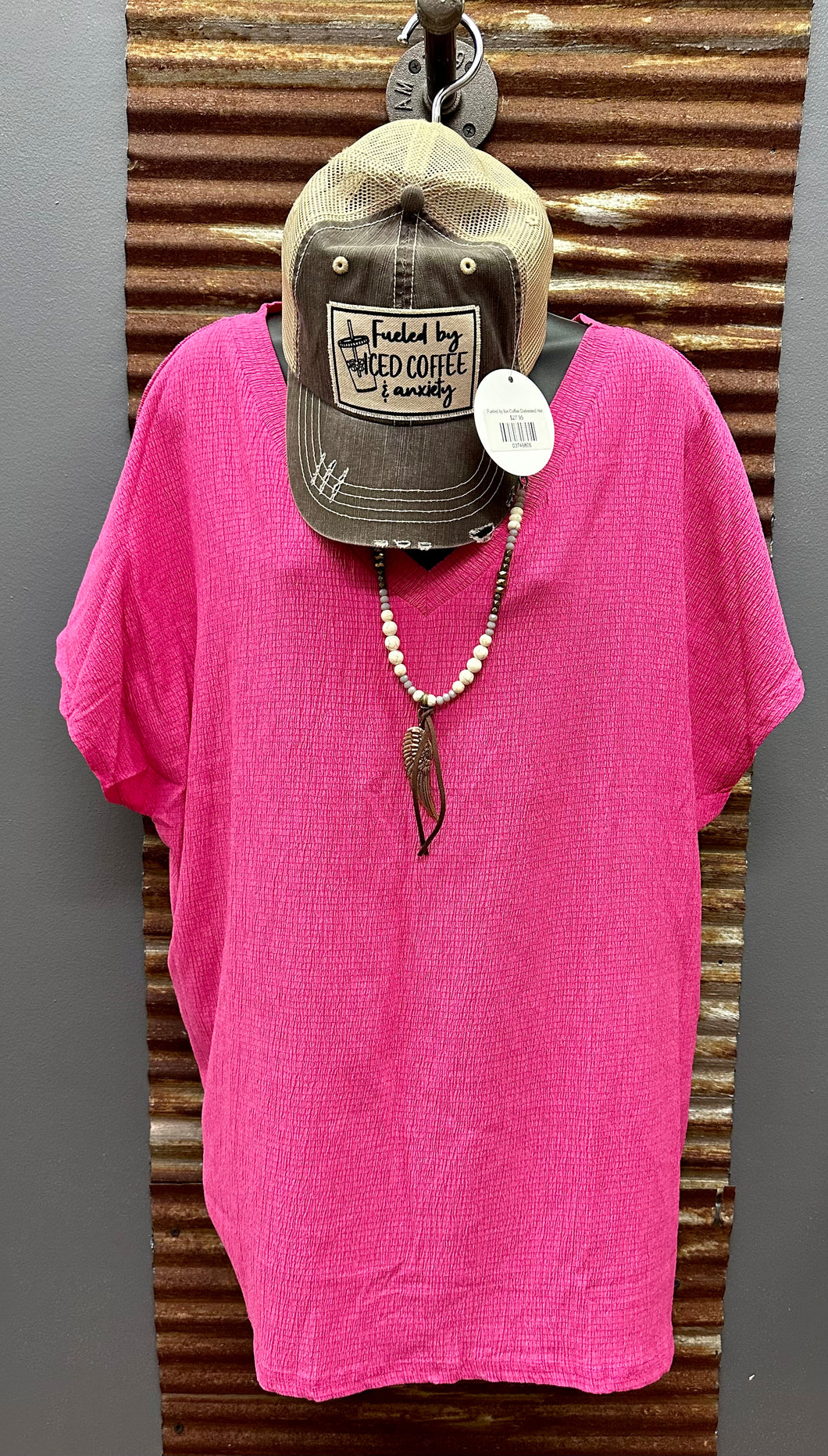 Pink Textured Top PLUS