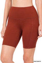 Load image into Gallery viewer, Fired Brick Microfiber Biker Shorts