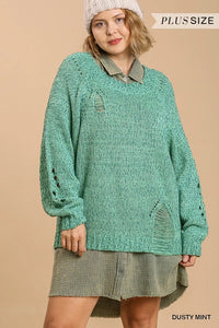 Distressed Dusty Mint Sweater