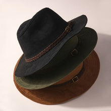 Load image into Gallery viewer, Suede Leather Braided Strap Panama Hat