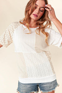 Ivory & Oatmeal Color Block Top
