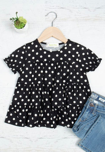 Black Polka Dot Tiered Top