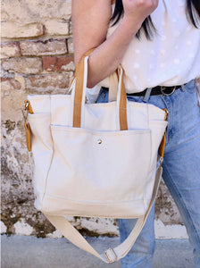 Canvas Tote with Tan Accent & Bonus Bag