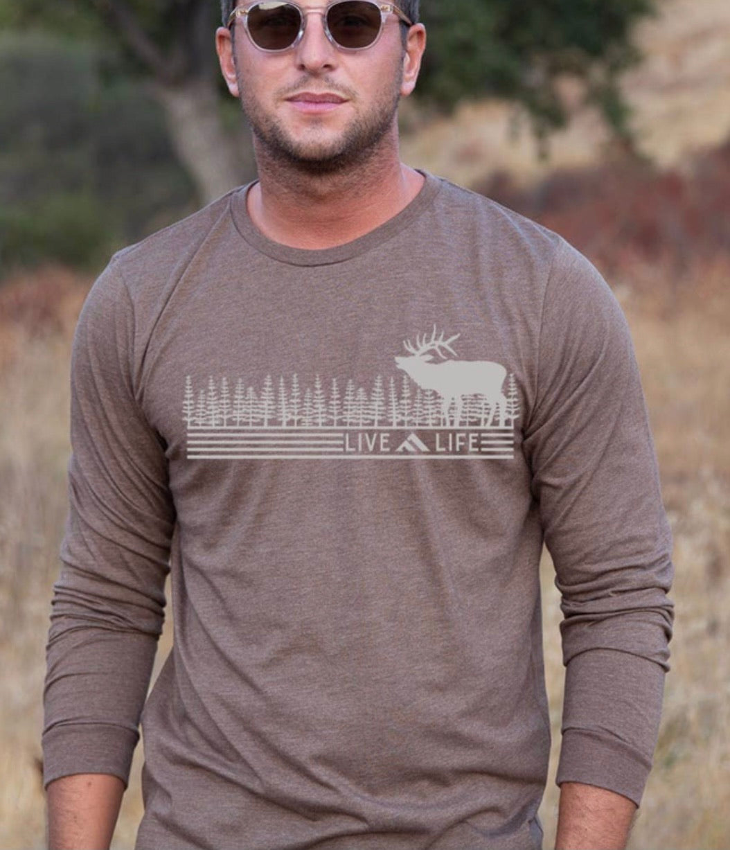 Wapiti Life Heather Brown Long Sleeve