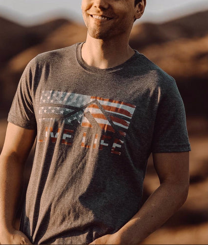 Retro American Heather Grey t-shirt