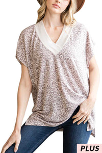 Mauve Floral V-Neck Top PLUS
