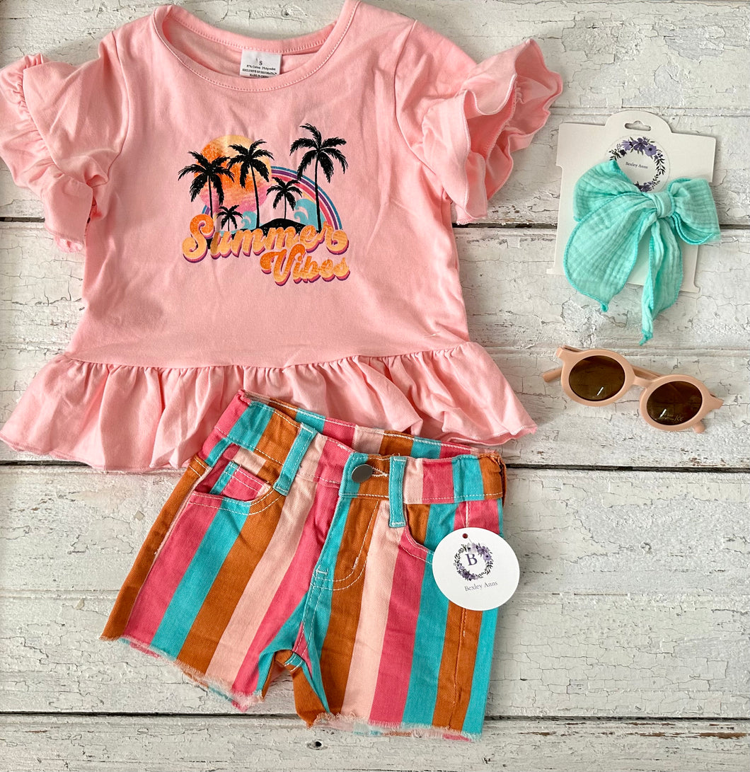 Stripe Denim Shorts
