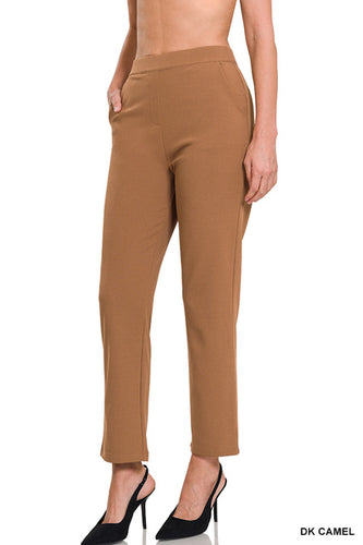 Camel Pull-On Dress Pants