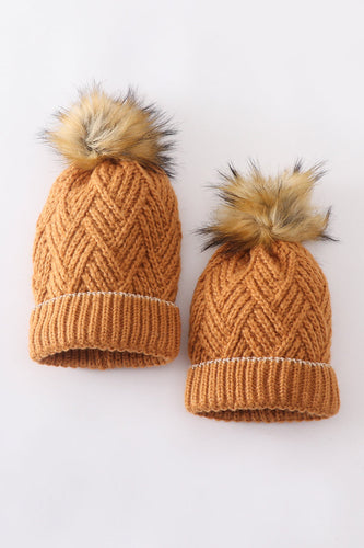 Camel Cable Knit Hats