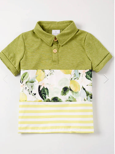 Lemon Stripe Collared Shirt
